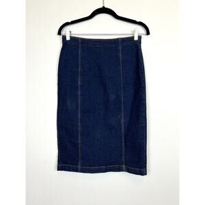 vintage 90's Jeanology dark wash denim midi skirt retro workwear
